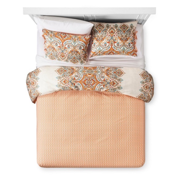 New $135 3pc King Anya Reversible Duvet Cover and Sham Set 100% Cotton -Mudhut - Picture 3 of 4